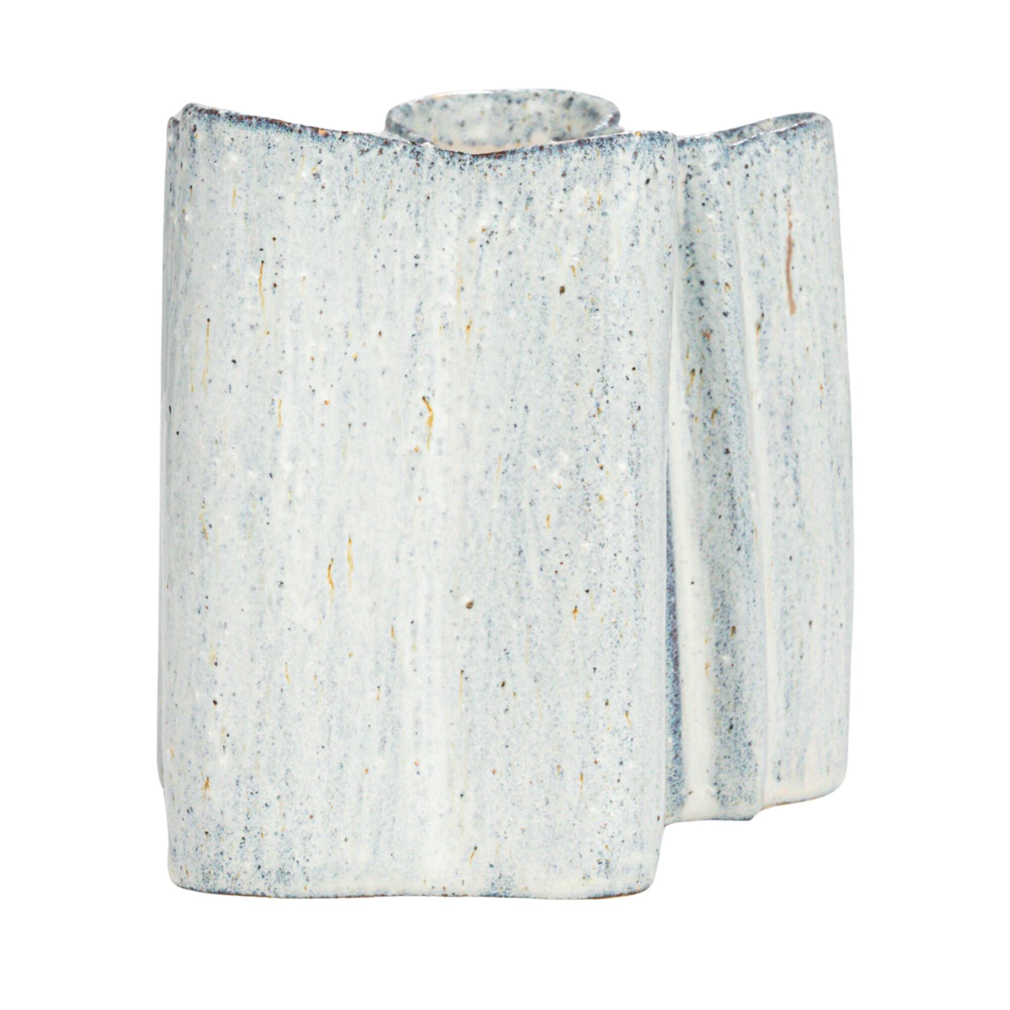 Hello Honey® 8.75" White Organic Stoneware Vase with Reactive Glaze